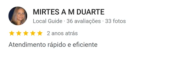 Avaliação de Mirtes Duarte no Google: atendimento rápido e eficiente